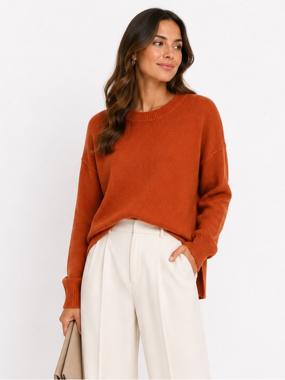 NWT Allfenix Finley 100% Cotton Rust Orange Knit Sweater Large Oversized